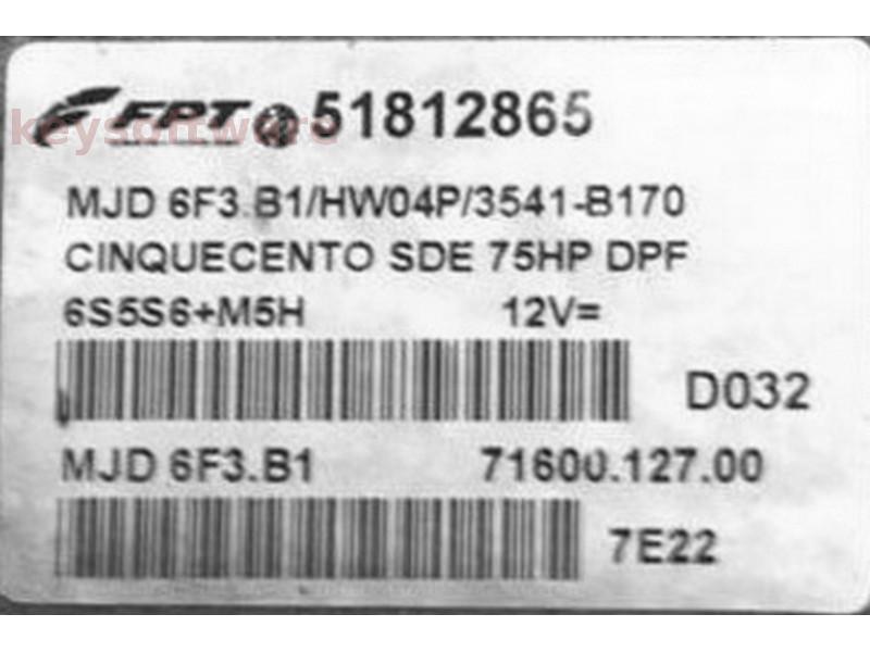 ECU Fiat 500 1.3JTD 51812865 7160012700 6F3.B1 HW04P