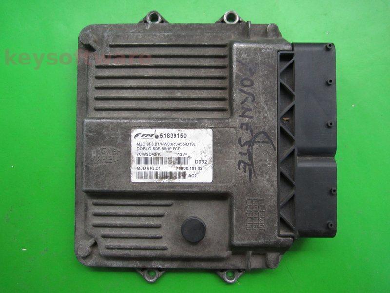 ECU Fiat Doblo 1.3JTD 51839150 7160019202 6F3.D1 +{