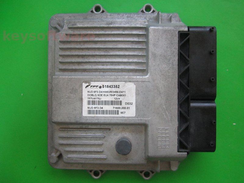 ECU Fiat Doblo 1.3JTD 51843352 7160020001 6F3.D4 }