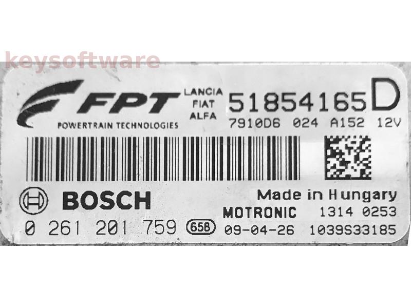 ECU Fiat 500 1.4 51854165 0261201759 ME7.9.10 {