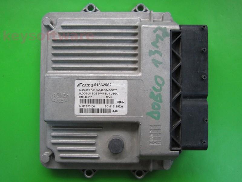 ECU Fiat Doblo 1.3JTD 51862582 6F3.D6 HW04P