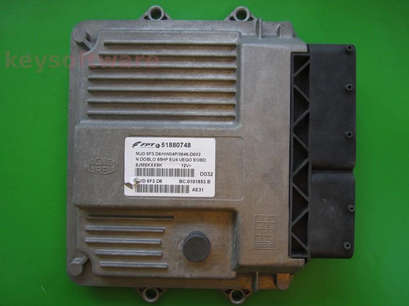 ECU Fiat Doblo 1.3JTD 51880748 6F3.D6 HW04P+