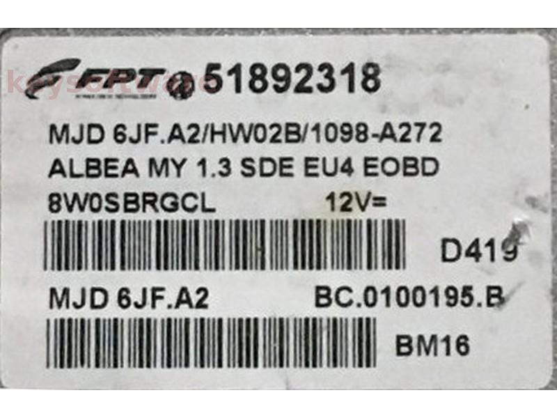 ECU Fiat Albea 1.3JTD 51892318 6JF.A2