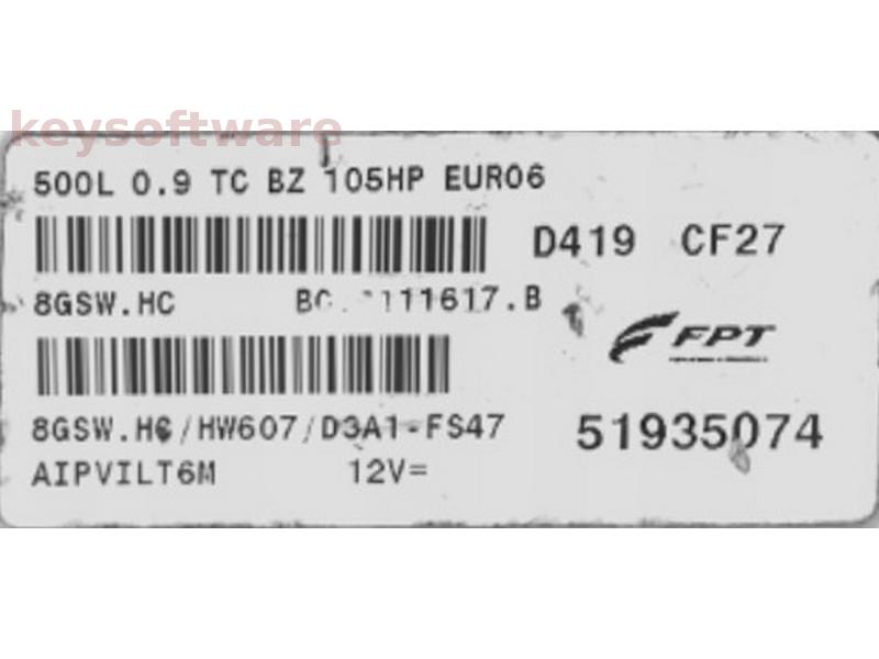 ECU Fiat 500 0.9 51935074 8GSW.H6 {