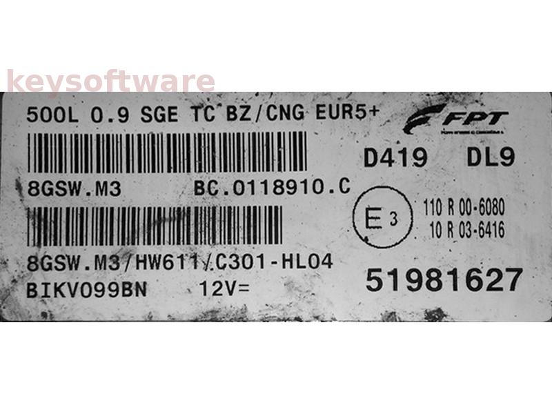 ECU Fiat 500 0.9 51981627 8GSW.M3