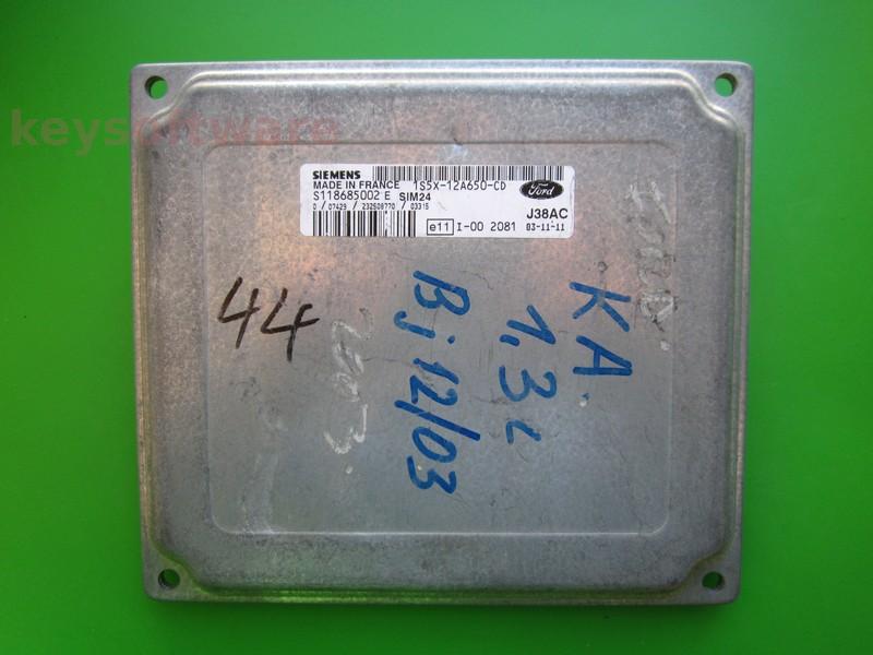 ECU Ford Ka 1.3 1S5X-12A650-CD S118685002E SIM24 }