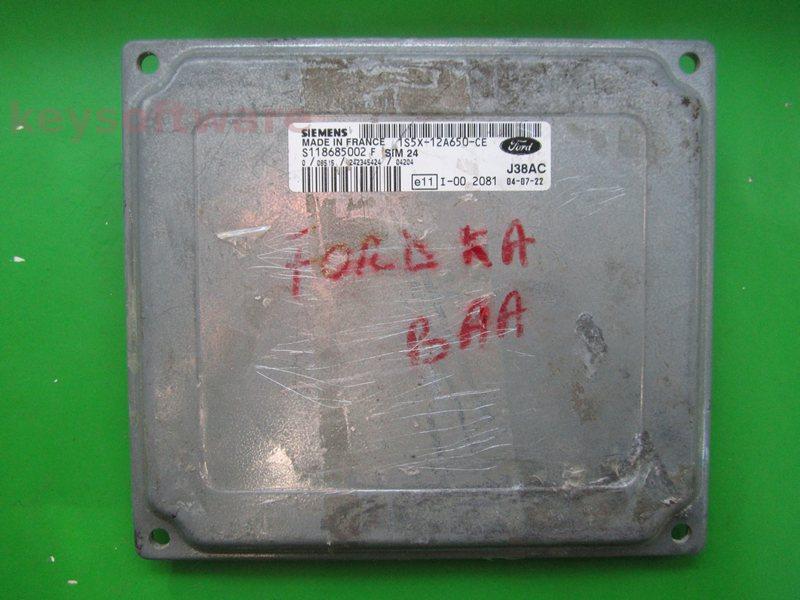 ECU Ford Ka 1.3 1S5X-12A650-CE S118685002F SIM24