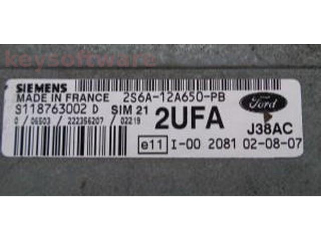 ECU Ford Fiesta 1.3 2S6A-12A650-PB S118763002D SIM21 {+