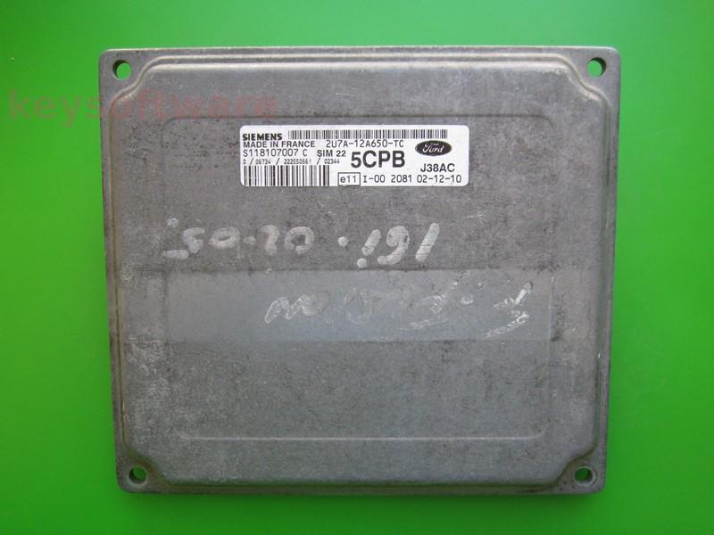 ECU Ford Fusion 1.6 2U7A-12A650-TC S118107007C SIM22~