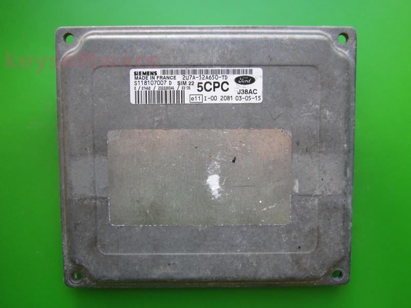 ECU Ford Fiesta 1.6 2U7A-12A650-TD S118107007D SIM22