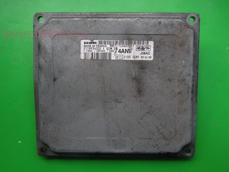 ECU Ford Focus 1.6 3M51-12A650-FF S118934002F SIM28
