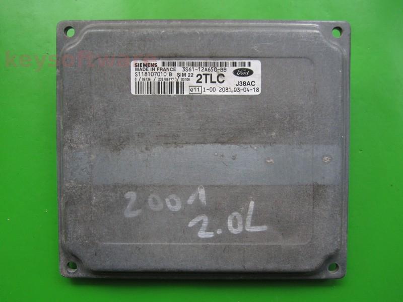ECU Ford Fiesta 1.25 3S61-12A650-BB S118107010B SIM22 +