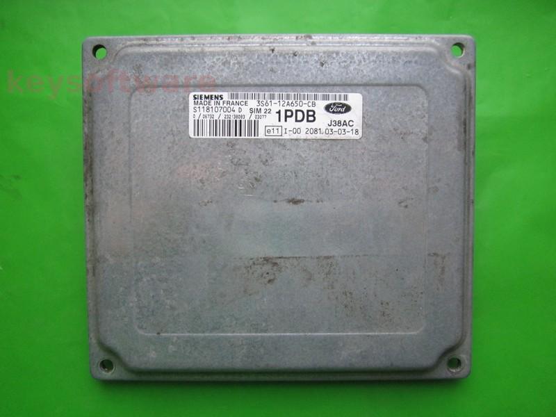 ECU Ford Fiesta 1.25 3S61-12A650-CB S118107004D SIM22