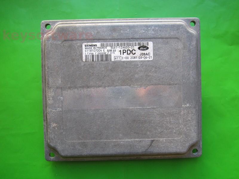 ECU Ford Fiesta 1.4 3S61-12A650-CC S118107004E SIM22