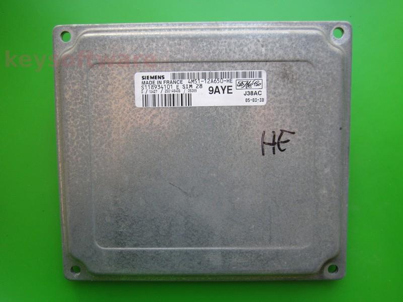 ECU Ford Focus 1.6 4M51-12A650-HE S118934101E SIM28
