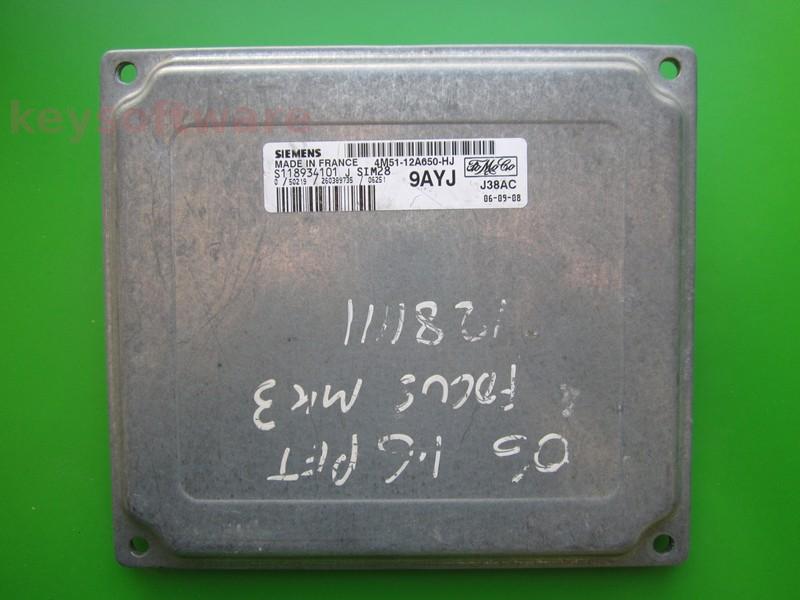 ECU Ford Focus 1.6 4M51-12A650-HJ S118934101J SIM28