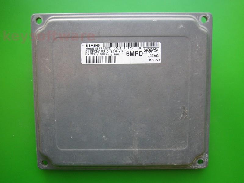 ECU Ford Focus 1.6 5M51-12A650-GD S118934103D SIM28