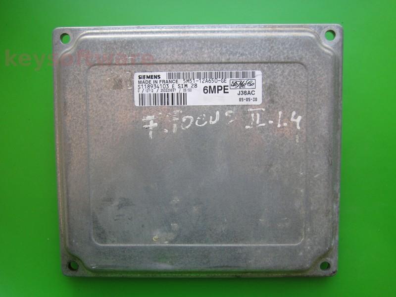 ECU Ford Focus 1.6 5M51-12A650-GE S118934103E SIM28