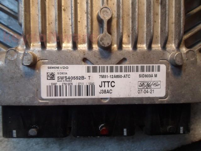 ECU Ford Focus 2.0TDCI 7M51-12A650-ATC 5WS40552B-T SID803A { +