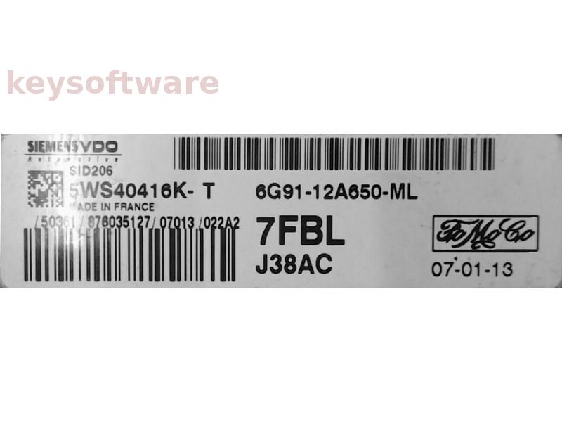 ECU Ford S-Max 2.0TDCI 6G91-12A650-ML 5WS40416K-T SID206