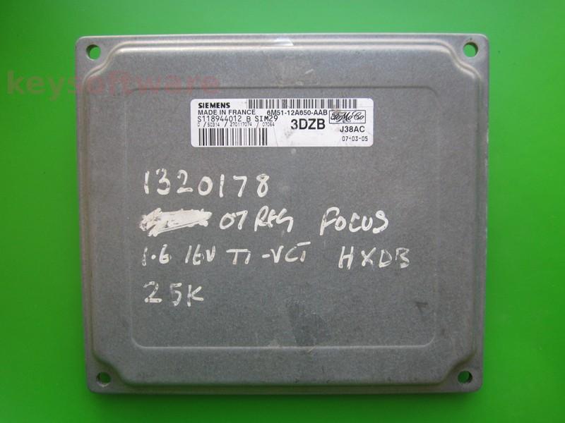 ECU Ford Focus 1.6 6M51-12A650-AAB S118944012B SIM29