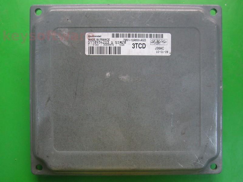 ECU Ford Focus 1.6 7M51-12A650-AGD S118934203D SIM28