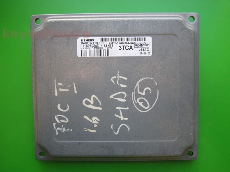 ECU Ford Focus 1.6 7M51-12A650-AGA S118934203A SIM28