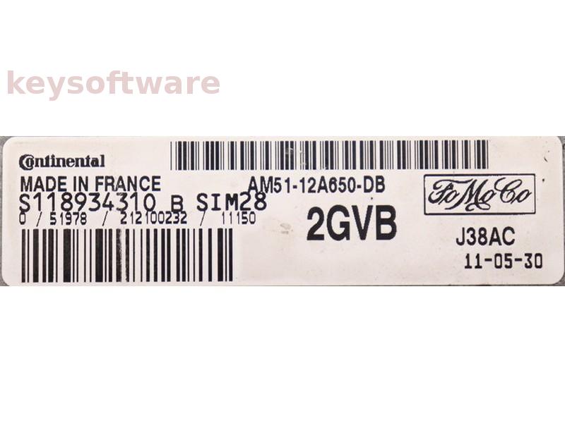 ECU Ford Focus 1.6 AM51-12A650-DB S118934310B SIM28 {