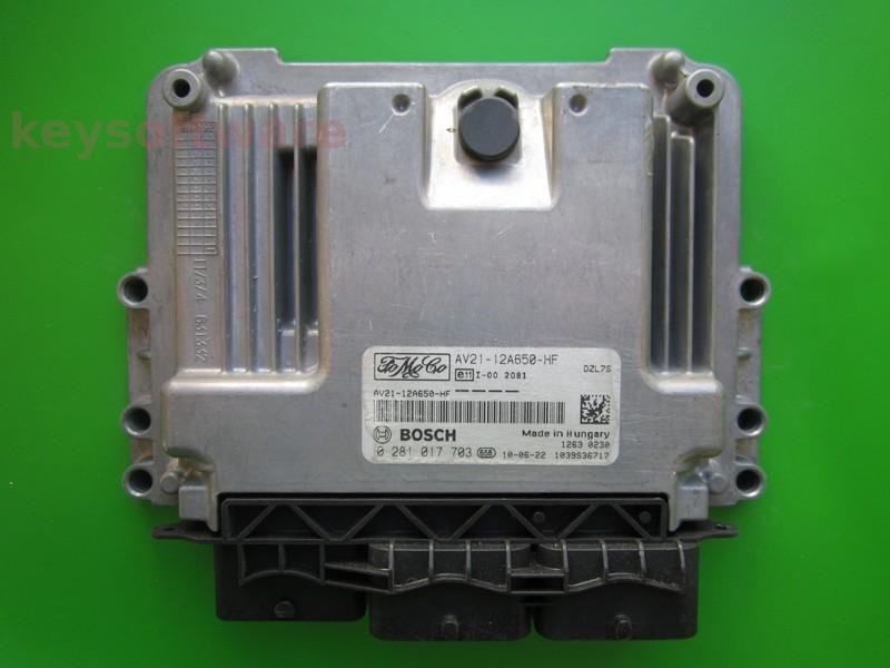 ECU Ford Fiesta 1.6TDCI AV21-12A650-HF 0281017703 EDC17C10