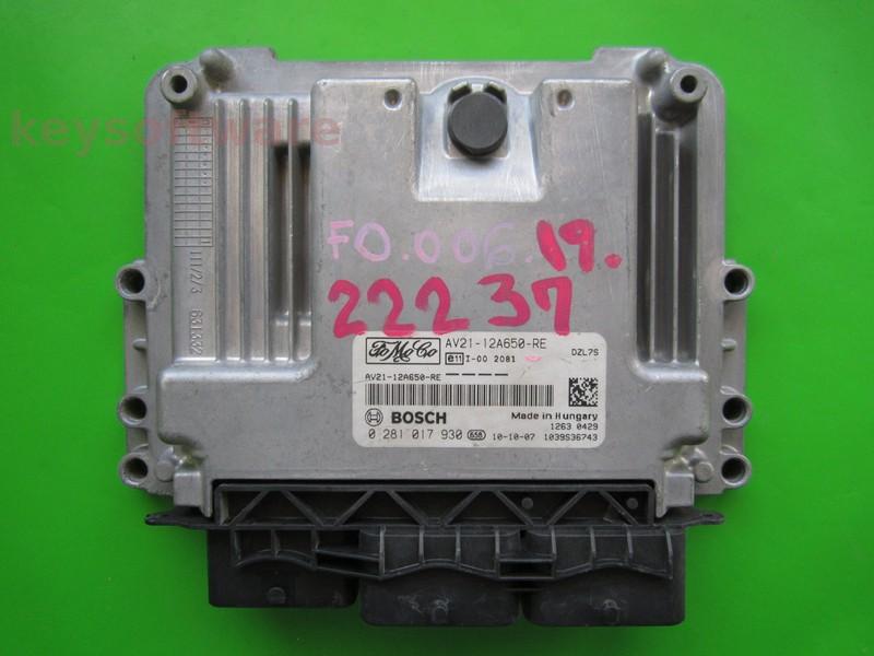 ECU Ford Fiesta 1.6TDCI AV21-12A650-RE 0281017930 EDC17C10