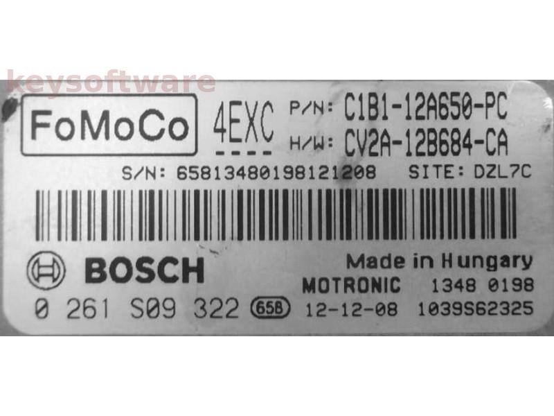 ECU Ford Fiesta 1.6 C1B1-12A650-PC 0261S09322 MED17.0.1