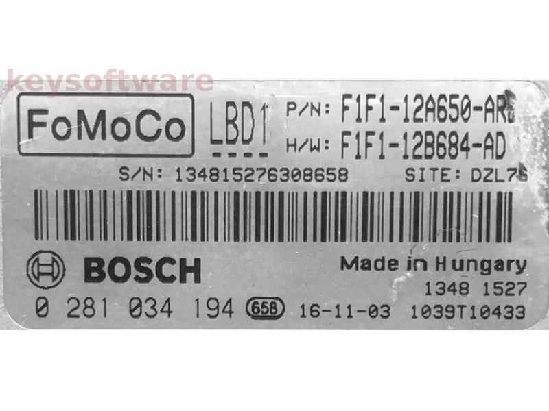 ECU Ford Focus 1.5 F1F1-12A650-ARB 0281034194 EDC17C70