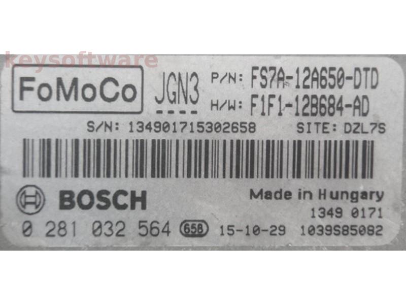 ECU Ford C-Max 1.5TDCI FS7A-12A650-DTD 0281032564 EDC17C70 {