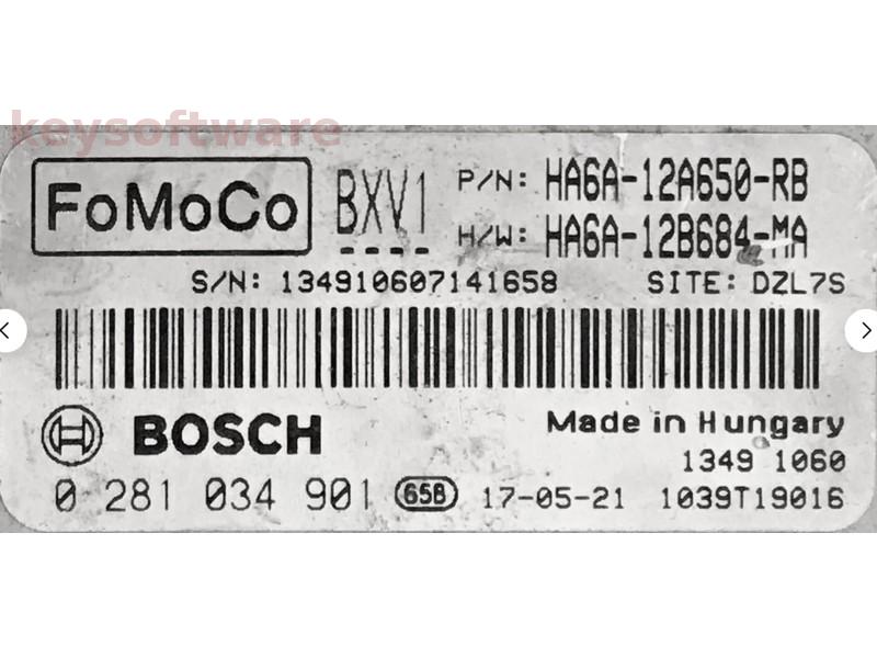 ECU Ford Fiesta 1.5TDCI HA6A-12A650-RB 0281034901 EDC17C70{