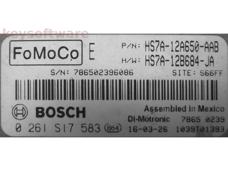 ECU Ford Fusion 1.6 HS7A-12A650-AAB 0261S17583 MEDG17.0 {
