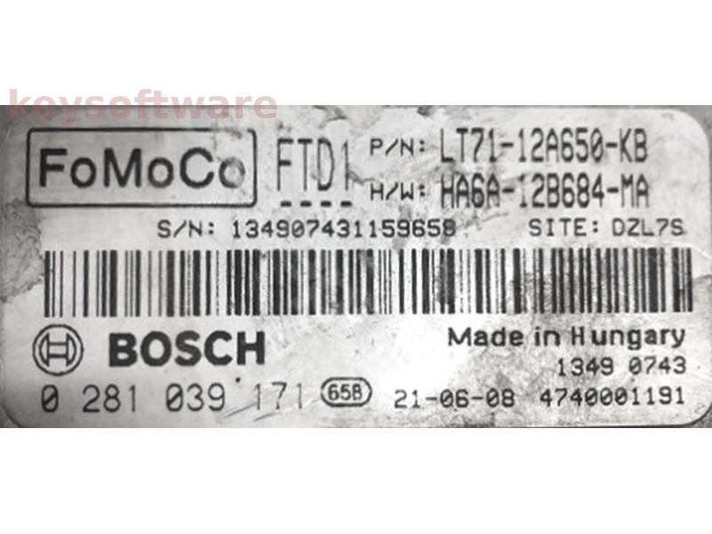 ECU Ford Fiesta LT71-12A650-KB 0281039171 EDC17C70 {