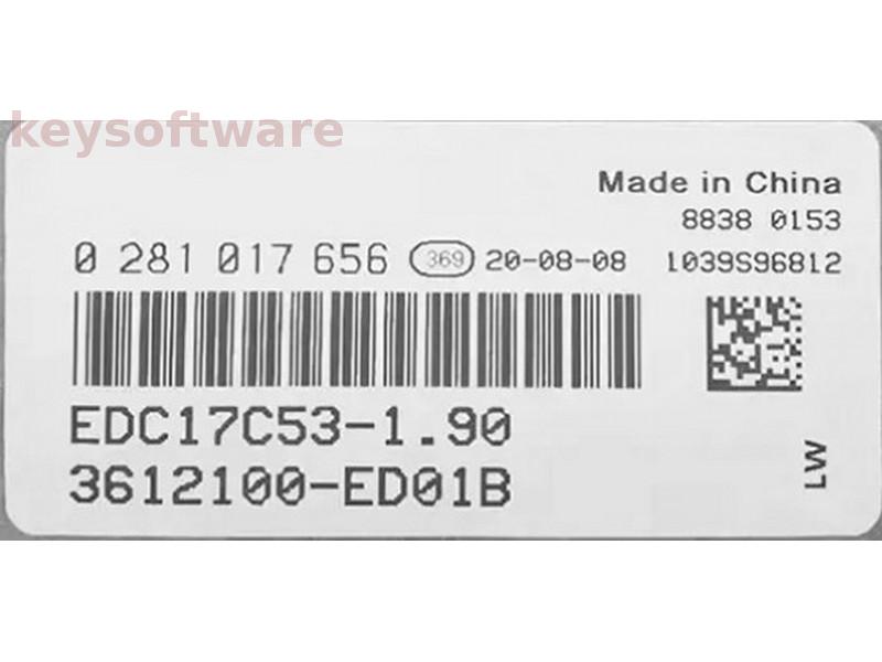 ECU Great Wall Haval H5 2.0 3612100-ED01B 0281017656 EDC17C53 {