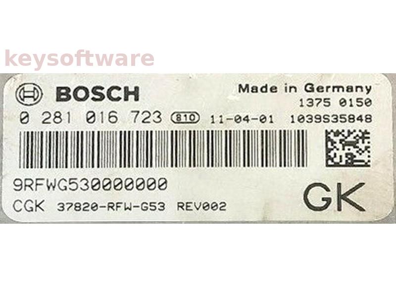 ECU Honda CR-V 2.2CDTI 37820-RFW-G53 0281016723 EDC17CP16 {