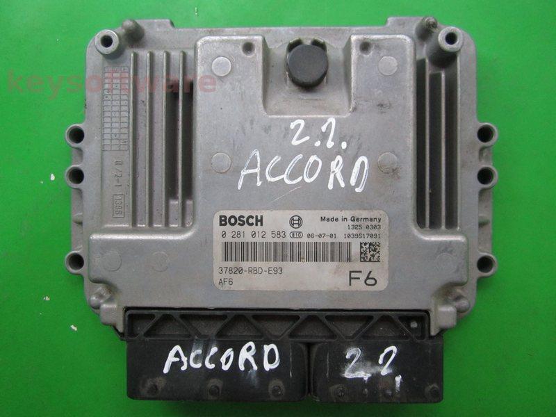 ECU Honda Accord 2.2CDTI 37820-RBD-E93 0281012583 EDC16C7