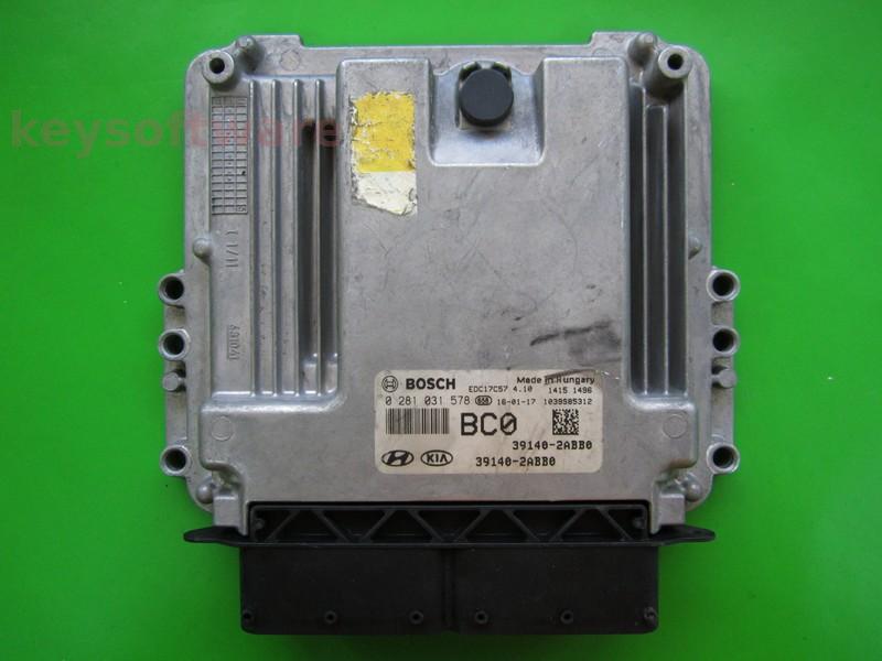 ECU Hyundai I30 1.6CRDI 39140-2ABB0 0281031578 EDC17C57 }