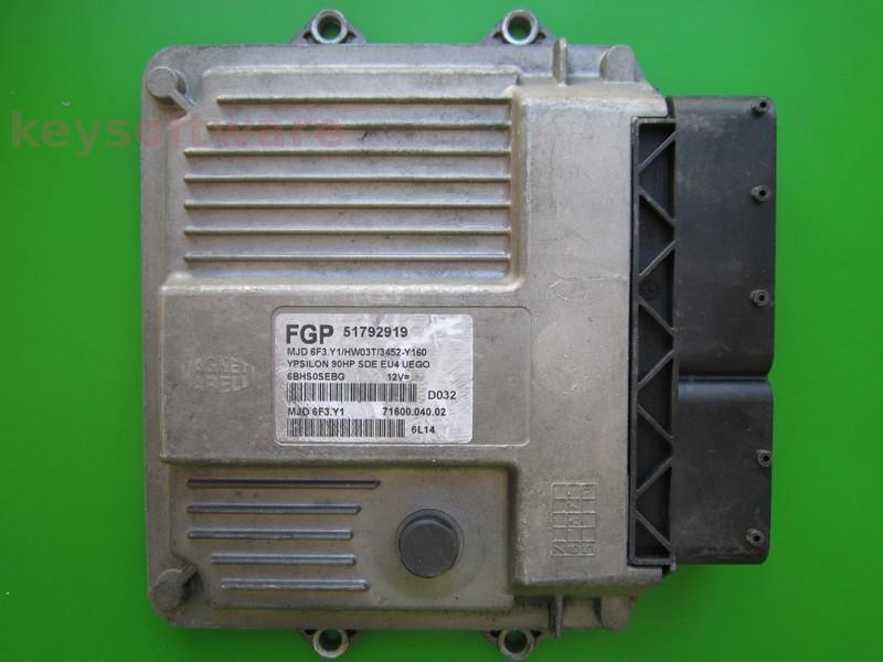 ECU Lancia Y 1.3JTD 51792919 6F3.Y1 HW03T