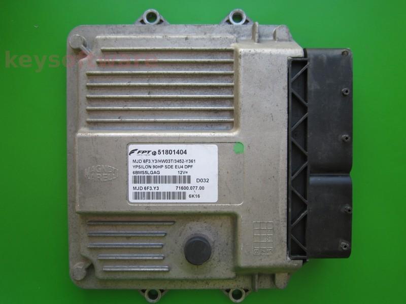 ECU Lancia Y 1.3JTD 51801404 6F3.Y3 HW03T {