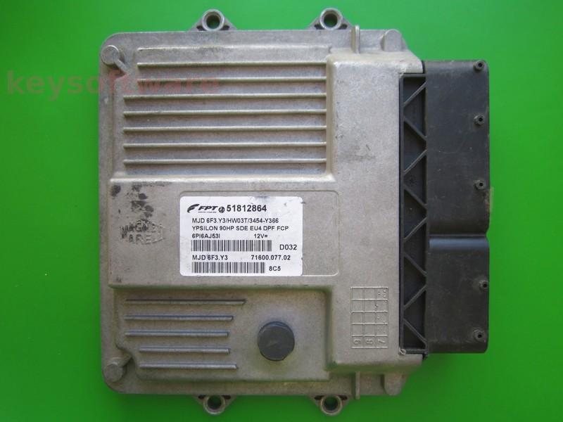 ECU Lancia Y 1.3JTD 51812864 6F3.Y3 HW03T {