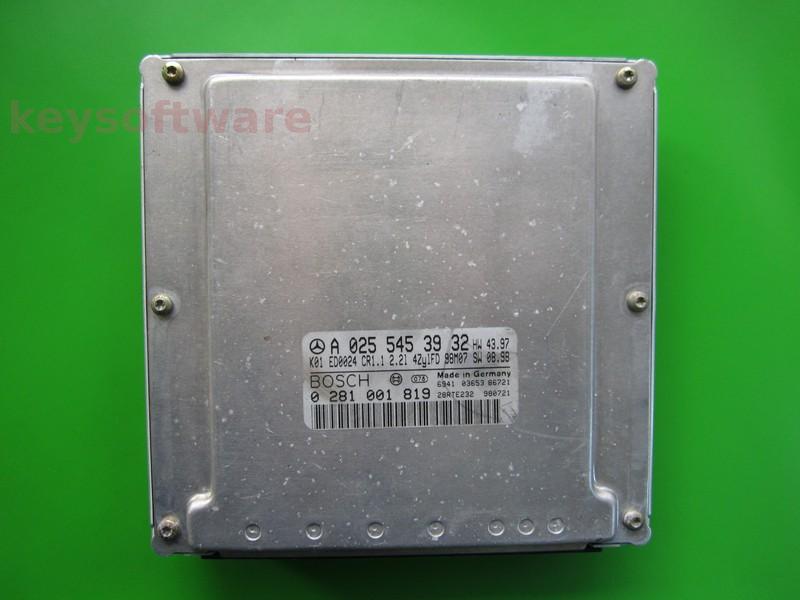 ECU Mercedes E 2.2CDI A0255453932 0281001819 CR1.1 EDC15C0 {+