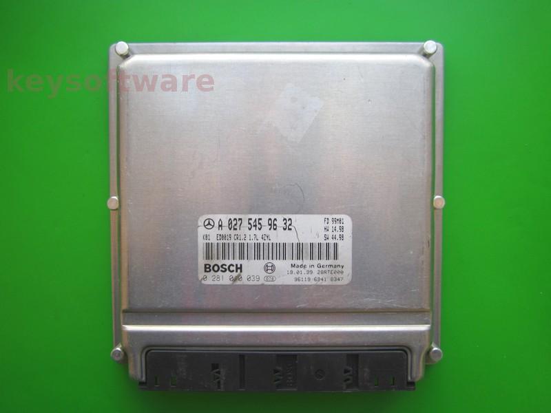 ECU Mercedes A 1.7CDI A0275459632 0281010039 CR1.2 EDC15C0`