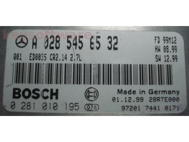 ECU Mercedes E 2.7CDI A0285456532 0281010195 CR2.14 EDC15C6 {+