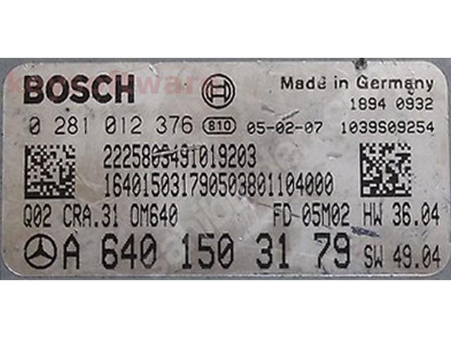 ECU Mercedes A 1.6CDI A6401503179 0281012376 CRA.31 EDC16C32{