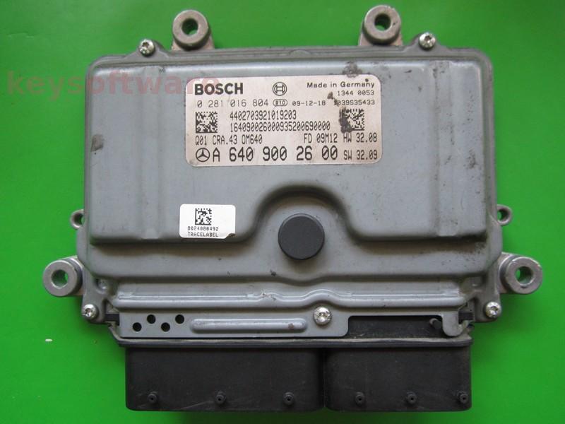 ECU Mercedes A 2.0CDI A6409002600 0281016804 CRA.43 EDC16C32 {+