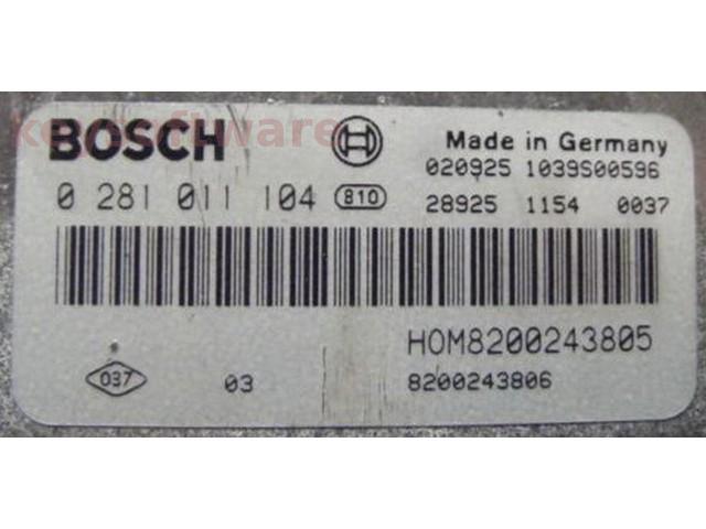 ECU Mitsubishi Space Star 1.9DID 8200243805 0281011104 EDC15C3{+