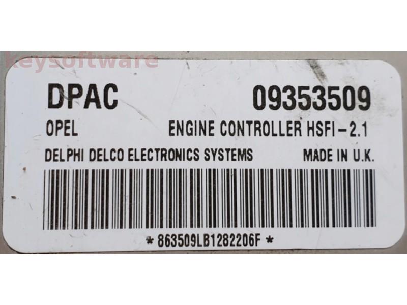 ECU Opel Astra G 1.6 09353509 DPAC Z16SE HSFI-2.1 {